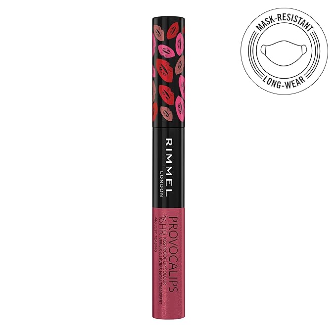 Rimmel London Provocalips 16hr Kiss-Proof Lip Color Bundle - 230 Kiss Fatal & 005 Just Teasing, 14 fl.oz. Each