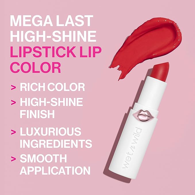 wet n wild Lipstick Mega Last High-Shine Lipstick Lip Color Makeup, Pink Mad for Mauve (Pack of 2)