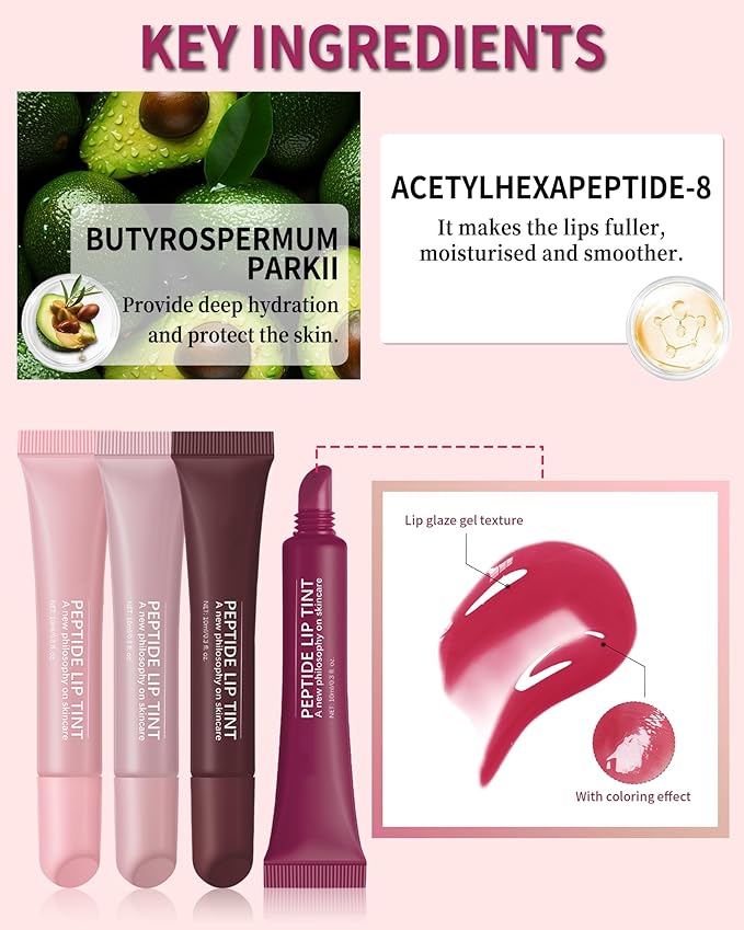 Tinted Lip Balm-1Pcs Raspberry Peptide Hydrating Gloss,Thanksgiving