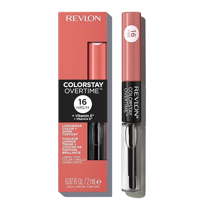 Revlon Liquid Lipstick with Clear Lip Gloss, ColorStay Overtime Lipcolor, Dual Ended with Vitamin E, 510 Boundless Nude, 0.07 Fl Oz
