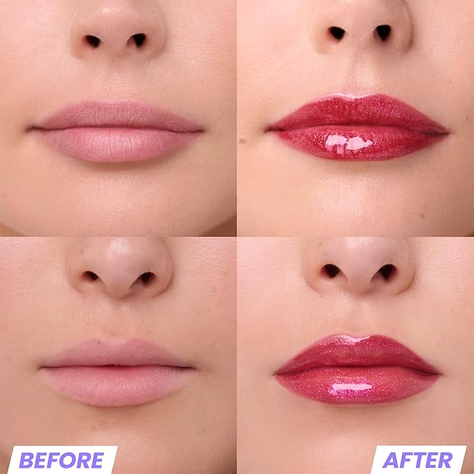 Wonderskin WONDER BLADING Top Gloss - Red Glitter Lip Gloss, Hydrating and High Shine Finish Lip Makeup (Red Glitter)