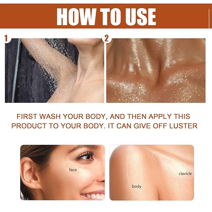 Shimmer Body Oil,Long Lasting Waterproof Face Brighten Glow Pearl White)