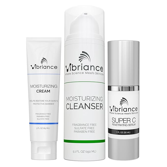 Vibriance Bundle Skincare Set | Super C Serum, Moisturizing Cleanser and Face Cream | Complete Kit for Radiant Beauty