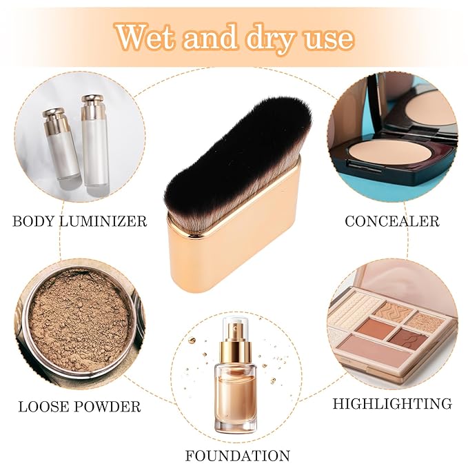 Self Tan Brush Soft Body Makeup Brush Portable Self Tanning Brush Self Tanner Face Brush Kabuki Foundation Brush for Body & Leg Makeup(Rose Gold)