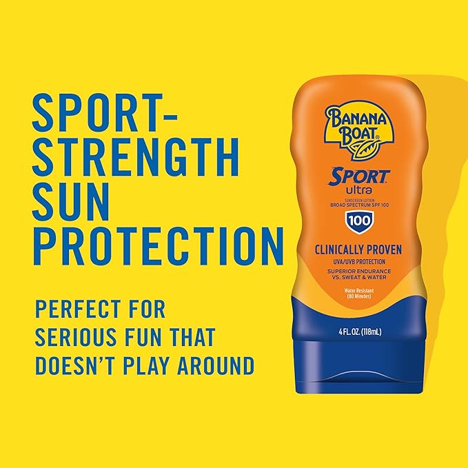Banana Boat Sport Ultra SPF 100 Sunscreen Lotion, 4oz | Banana Boat Sunscreen Lotion SPF 100, Banana Boat Sunscreen SPF 100 Lotion, High SPF Sunscreen Pack SPF 100, 4oz each Twin Pack