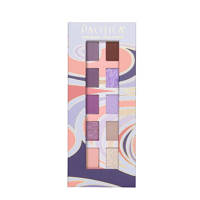 Pacifica Eyeshadow Palette – Purple Nudes Mineral Eyeshadow, Wearable Purple Tones with Matte, Shimmer & Metallic, Cocoa Butter Infused, Talc-Free, Vegan & Cruelty-Free, 0.24 oz (10 Shades)