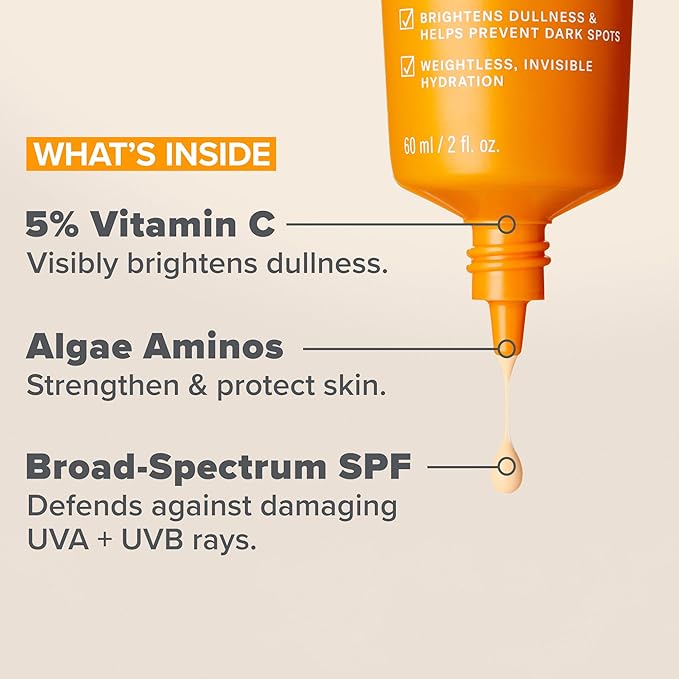 Paula’s Choice 5% Vitamin C Sheer Moisturizer SPF 50, Lightweight Invisible Broad-Spectrum Sunscreen, Brightens Dullness, Prevents Dark Spots, For All Skin Types Including Blemish-Prone, 2 Fl Oz.