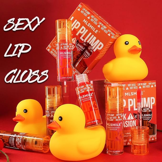 3 Colors Duck Lip Plumper Gloss, Glitter Shine Primer Lip Tint Korean Clear Plumping Lip Gloss, No Sticky Sexy Lip Gloss, Hydrating Lip Glow Oil Plumping Gloss Tinted Lip Balm (Set B)