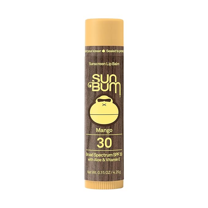 Sun Bum SPF 30 Sunscreen Mango Lip Balm - Moisturizing Aloe Vera and Vitamin E - Vegan and Cruelty Free - Broad Spectrum UVA/UVB Lip Protection - 0.15 oz Stick