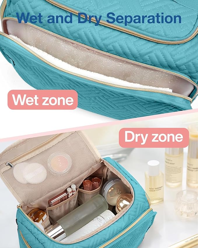 BAGSMART Travel Toiletry Bag, Large Wide-open Travel Bag for Toiletries, Makeup Cosmetic Travel Bag with Handle