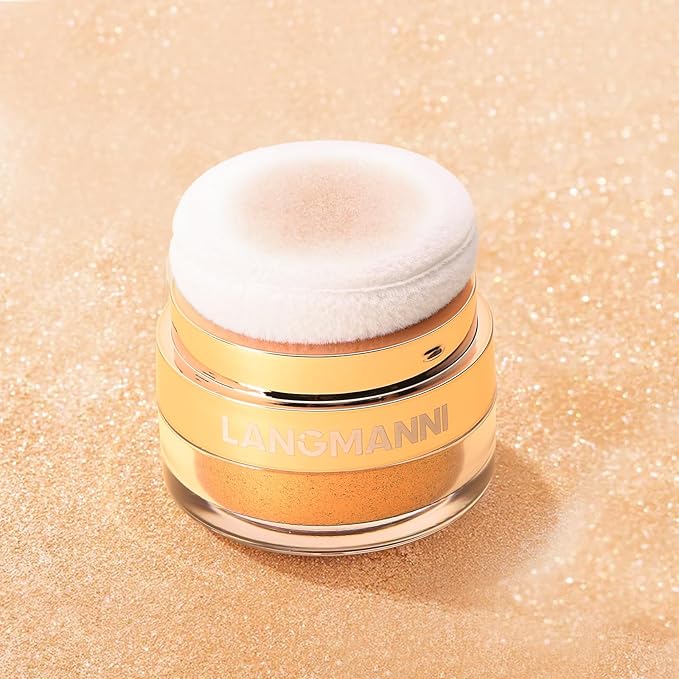 Glitter Body Highlighter Powder Body Shimmer Sparkle Face sponge head(silvery)