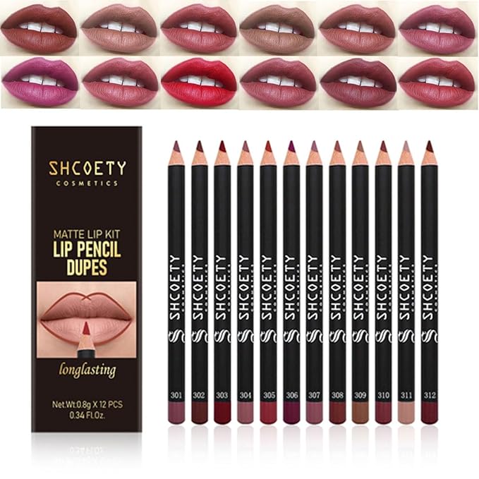 12 Colors Matte Lip Liner Set,Long Lasting Nude Set,Long