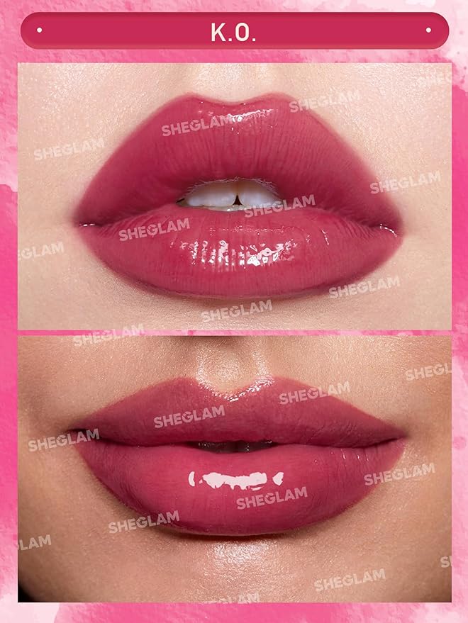 SHEGLAM Pout Pillow Cushion Lip Gloss Moisturizing Liquid Lipstick High Shine Finish Sponge Tip Applicator Non-Sticky Lip Glaze Purple -K.O.