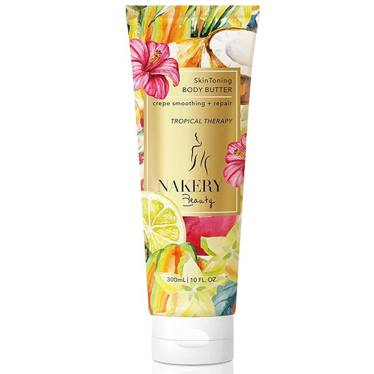 NAKERY Body Butter Anti Aging Moisturizer - Body Cream Skin Tightening Cream & Neck Firming Cream, Moisturizing Cream & Neck Tightening Cream for Body & Face Cream for Dry Skin 300ml(Tropical Therapy)