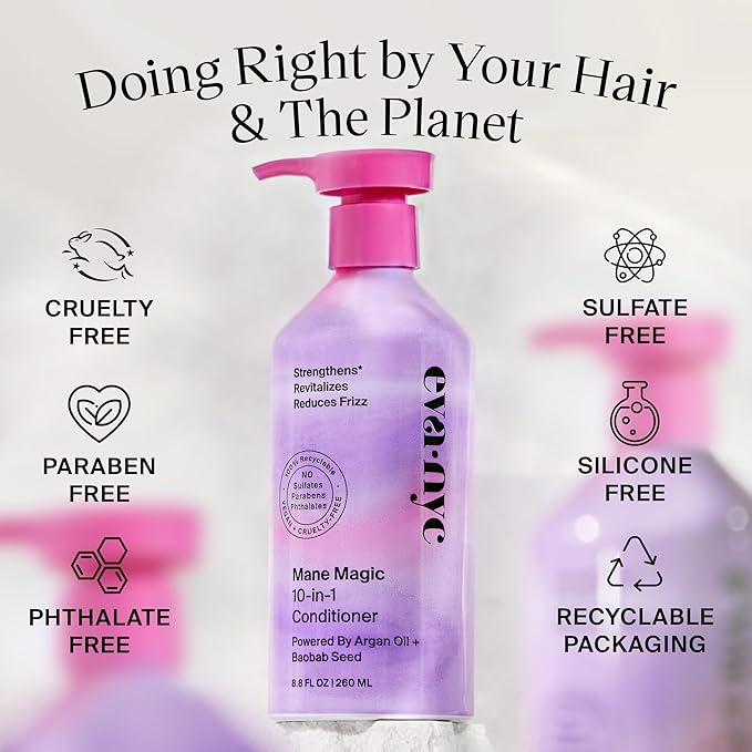 EVANYC Hair Conditioner, Mane Magic 10-in-1, 8.8 fl oz, Sulfate Free, Strengthening Conditioner for Dry Hair and All Hair Types, GMO-Free, Vegan, Plant Protein, Argan Oil, Baobab Seed Oil