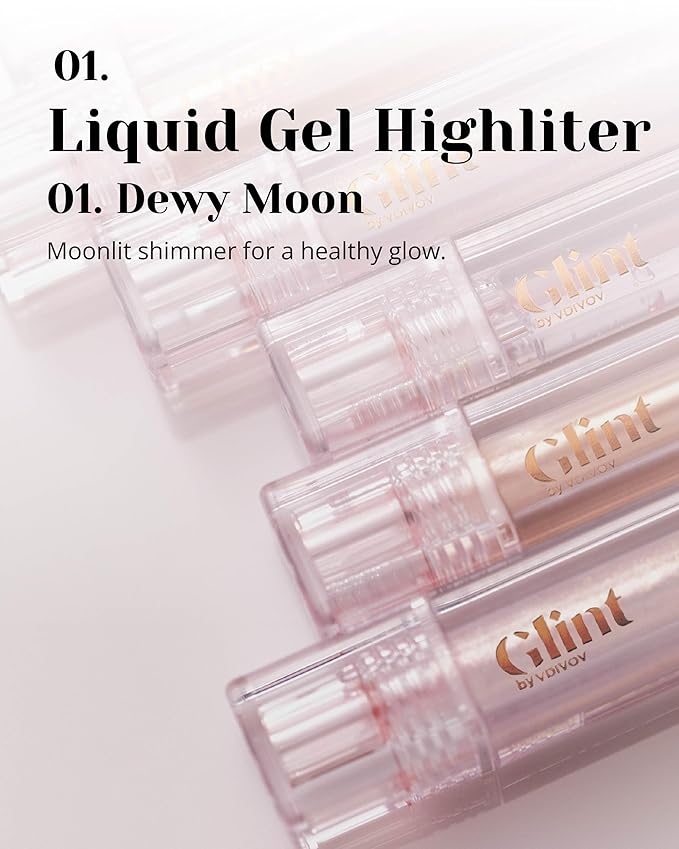 Glint Liquid Gel Highlighter (Dewy Moon, 0.) - Nose, Lips. 1oz