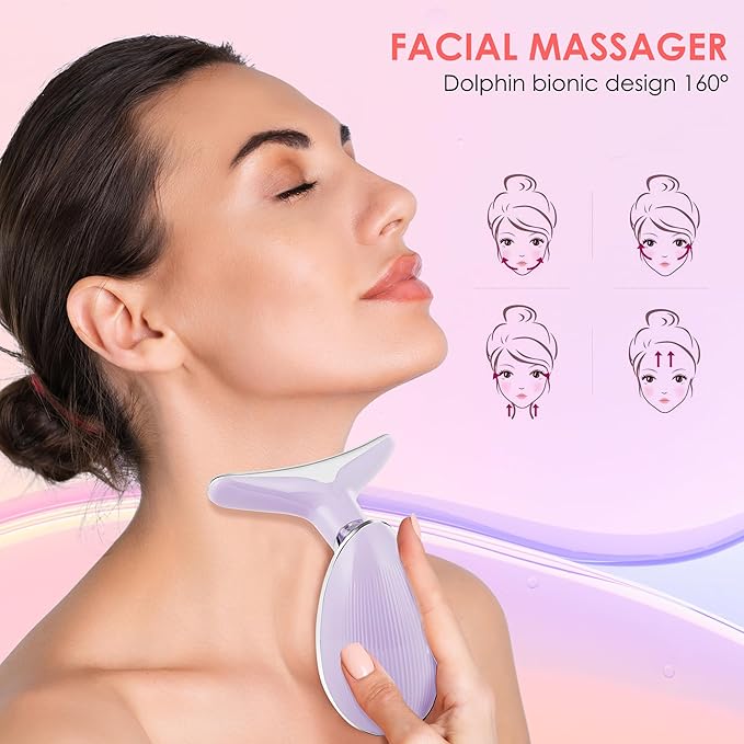 Facial Massager Red-Light-Therapy-for-Face and Neck, Face π² culpting Wand with 7 Color, Face Tool for Skin Care (Purple)
