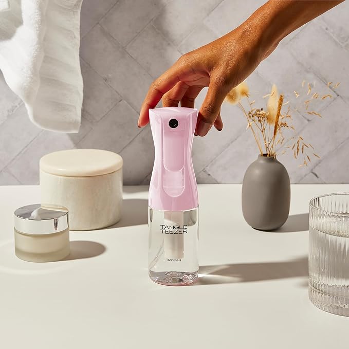 TANGLE TEEZER Travel-Size Fine Mist Continuous Spray Bottle, Reusable and Refillable, for Hair Detangling and Styling, 6.1 oz, Millennial Pink