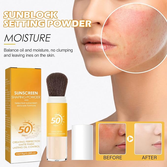 Mineral Sunscreen Setting Powder, SPF 50 Mineral Sunscreen Setting Powder for Face, Oil Control Natural Matte Finish, Mini Sunscreen Bulk Powder, Long-Lasting Lightweight Breathable
