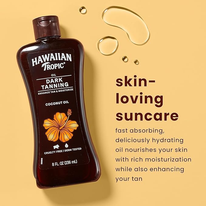 Hawaiian Tropic Dark Tanning Oil Original 8 oz (Pack of 3)