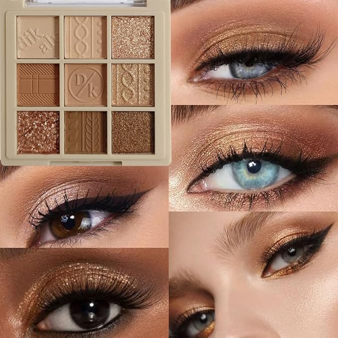 Eyeshadow Palette Makeup- 9 Colors Eyeshadow Palette Matte Shimmer Korean Natural Eye Shadow palettes Highly Pigmented Naturing-Looking Long Lasting (15#)