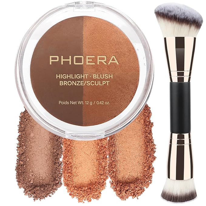 PHOERA Contour Palette,Shades with Highlighter & Bronzer & Makeup (#004)