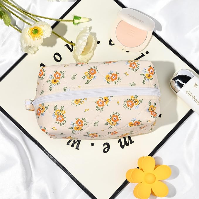 Soidram floral makeup bag quilted