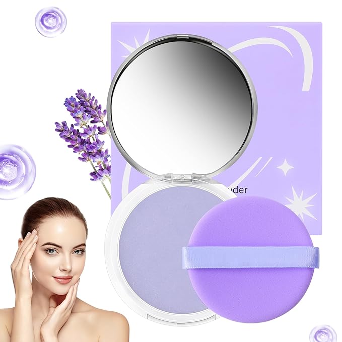 Chillab Lavender Matte Powder,Lavender Jelly Pressed Powder Matte Makeup(2PCS) (1PCS)