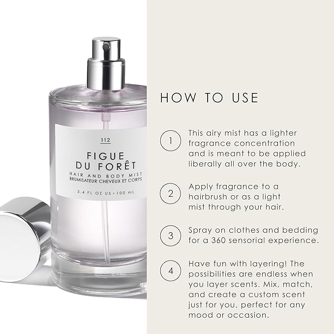 Le Monde Gourmand Figue du Forêt Hair & Body Mist - 3.4oz (100ml) - Fig, White Tea and Sweet Almond Milk Fragrance Notes