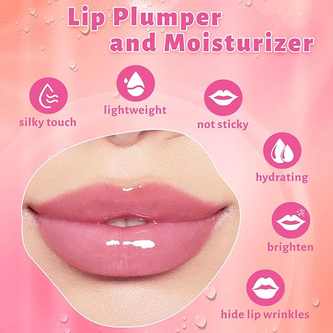 UCANBE 3 Color Hydrating Lip Glow Oil - Natural Plumping Lip Oil (Clear/Cinnamon/Cherry), Luxurious Non-Sticky Mositurizing Lip Top Gloss for All-Day Wear and Comfort…