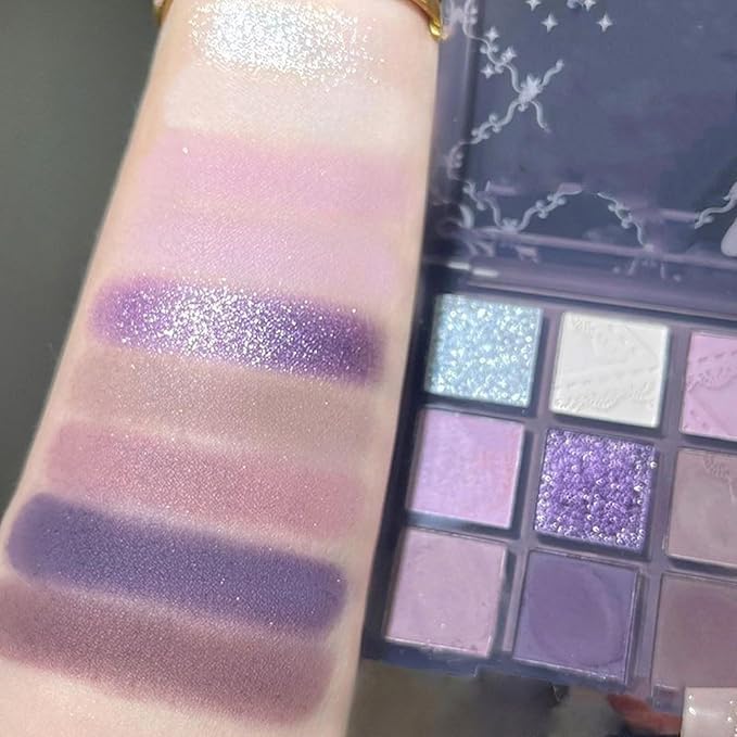 Purple Pink Eyeshadow Eye Shadow Palette Makeup,Violet Lavender Eyeshadow Palette Make Up Highly Pigmented Waterproof Mauve Bright Purple Pink Sparkling Eye Shadow, Long Lasting