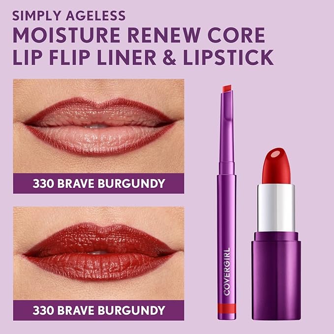 COVERGIRL Simply Ageless Lip Flip Liner, Brave Burgundy, Pack of 1 (Pack of 2)