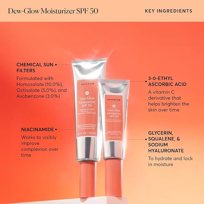 Naturium Dew-Glow Moisturizer SPF 50 PA++++, Daily Moisturizing Sunscreen & Face Primer, Skin Protector with Dewy Finish