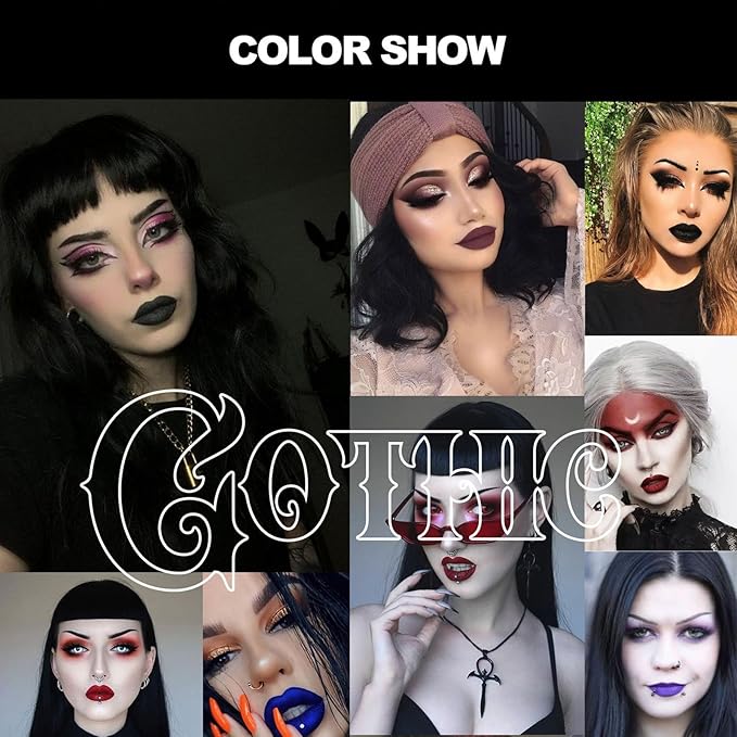 4PCS Halloween Matte Liquid Lipstick Lip Kit,24 Hour Long Lasting Red Lipgloss,Waterproof Smudge Proof Matte Lip Glaze,Gothic Festive Lip Gloss