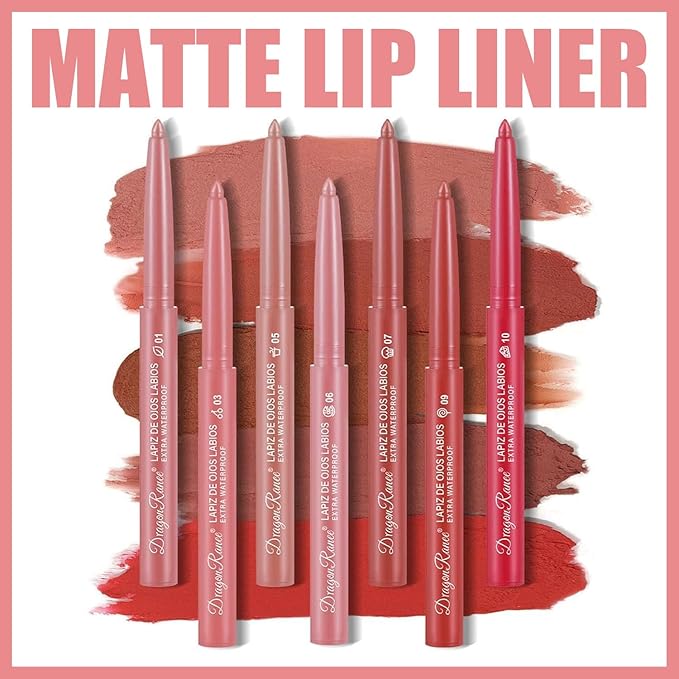 12 PCS Lip Liner Set, Matte Nude Lip Liner Pencil Set, Longwear Lip Liners Set, Waterproof Lipliner Lip Pencil Set, Richly Pigmented Lip Liner and Lipstick, Luxury Intense Lip Liner Pack