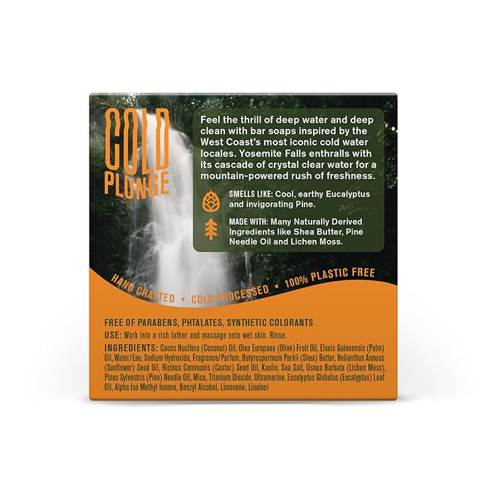 Every Man Jack Cold Plunge Mens Bar Soap - Yosemite Falls Scent with notes of Earthy Eucalyptus and Invigorating Pine - Deeply Cleans, Hydrates with Naturally Derived Ingredients - 5oz 2 Pack