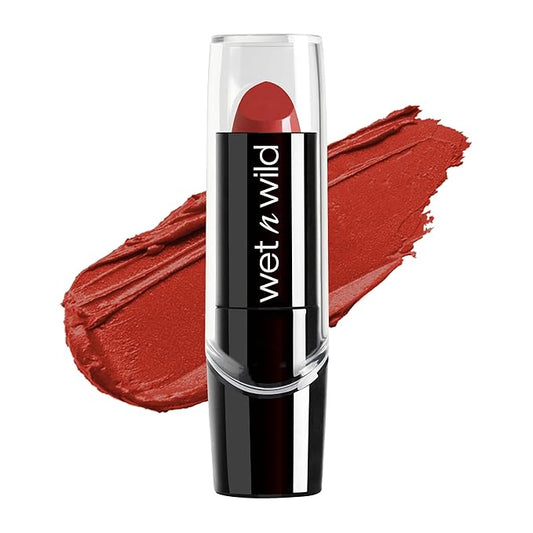 wet n wild Silk Finish Lipstick, Hydrating Rich Buildable Lip Color, Formulated with Vitamins A,E, & Macadamia for Ultimate Hydration, Cruelty-Free & Vegan - Raging Red