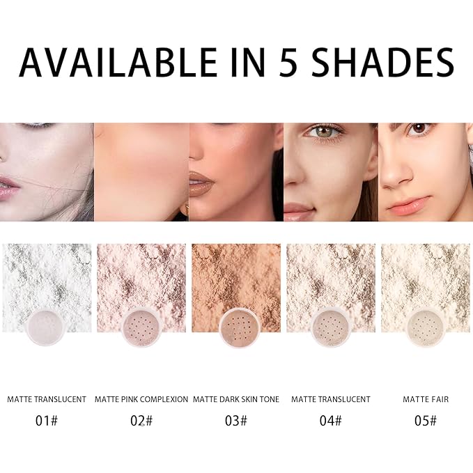 2PCS Loose Face Powder, Oil Control Minimizes Pores (01# Translucent) 8g