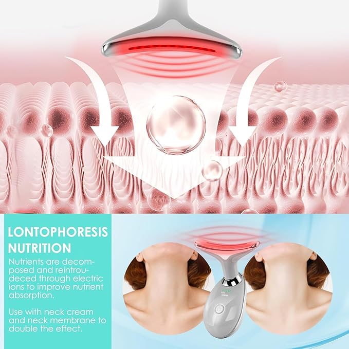 Red-Light-Therapy-for-Face and Neck with 7 Color, Facial Massager for Face and Neck, Face π² culpting Wand (Grey)