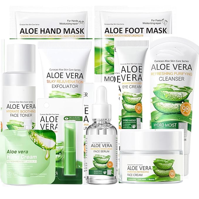 10Pcs Skin Care Products Set, Aloe Hydrating