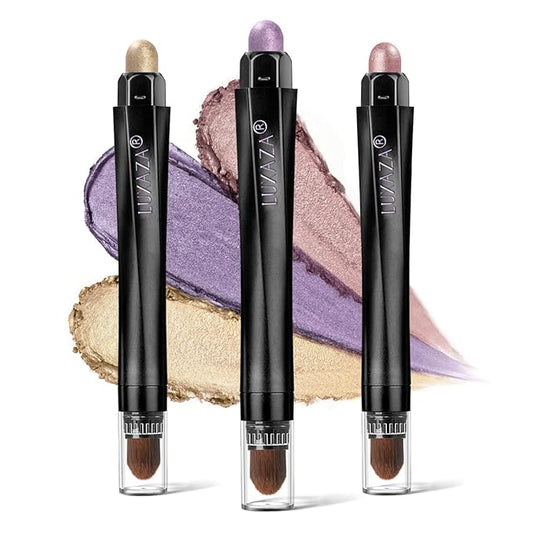 3PCS Cream Eyeshadow Sticks, Neutral Eye Shadow Makeup Pencil Set, Eye Brightener Highlighter, Waterproof & Long Lasting Shadow Stick And Eyeliner