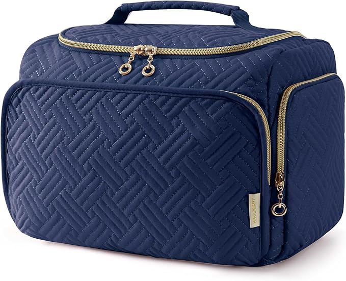 BAGSMART Travel Toiletry Bag, Large Wide-open Travel Bag for Toiletries, Makeup Cosmetic Travel Bag with Handle