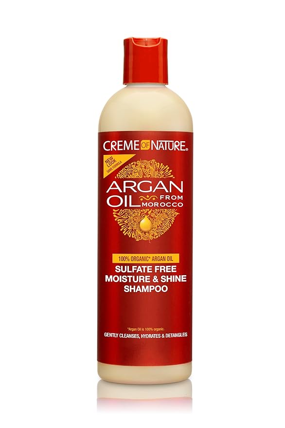 Creme of Nature Argan Oil Shampoo, Moisture & Shine Shampoo, Sulfate Free Hair Care Formula, Nourishes, Hydrates, Detangles, 12 fl. oz.