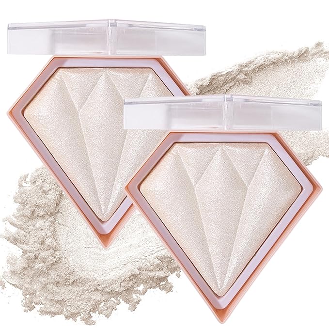 2PCS Pearl White Highlighter Makeup Palette Face Powder