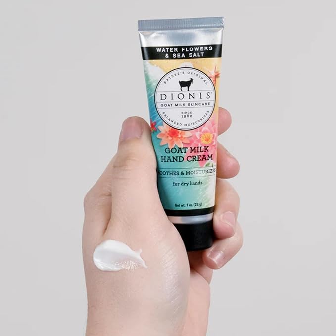 Dionis - Goat Milk Skincare Scented Hand Cream (1 oz) Set of 6, Moisturizing Lotion for Dry Skin, Good for Sensitive Skin, Cruelty-free and Paraben-free (Water Flowers & Sea Salt)