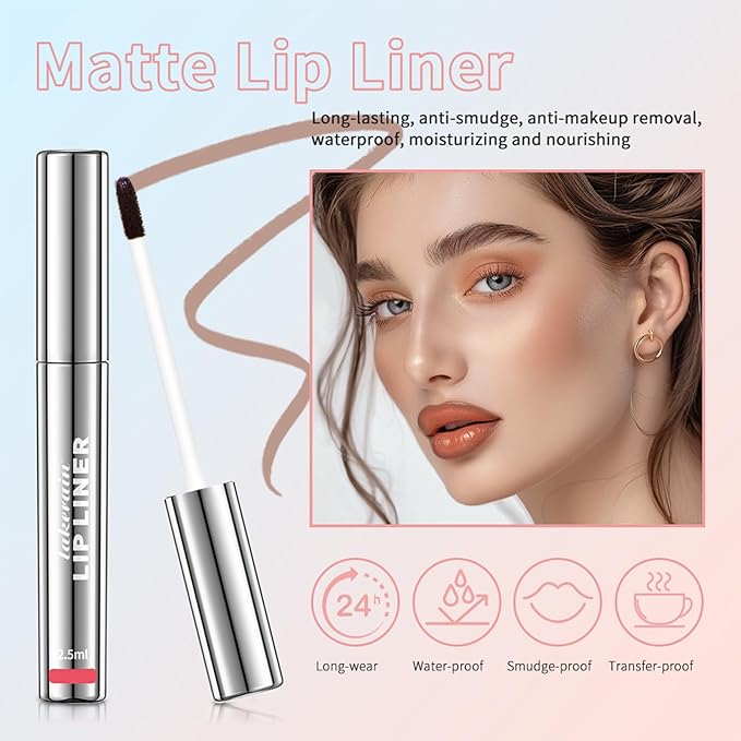 Peel Off Lip Liner Stain - Long-Lasting, Smudge-Proof, Waterproof Nude Matte Lip Tint, Non-Fading Peel Off Lip Color, Effortless Precision & Full Coverage, Vegan & Cruelty-Free, #4 Cool Cocoa