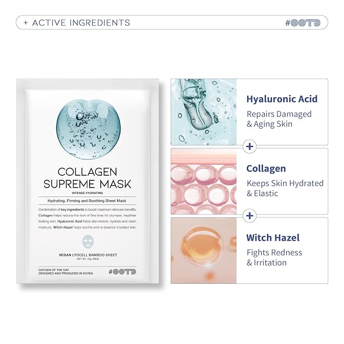 Collagen Hydrating Sheet Masks for Face Korean Anti Hazel 10EA