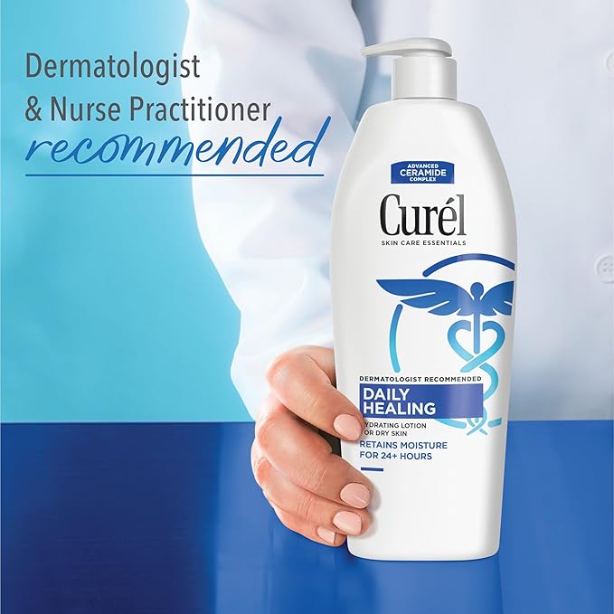 Curel Daily Healing Body Lotion for Dry Skin, Dermatologist Recommended Hydrating Body Lotion with Advanced Ceramides Complex, 20 Oz