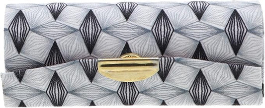 Motique Accessories Diamond Pattererned Fabric Lipstick Case with Mirror for Purse-Grey