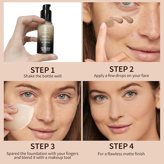 FV Full Coverage Liquid Foundation, Lightweight & Concealing, Ivory Matte)